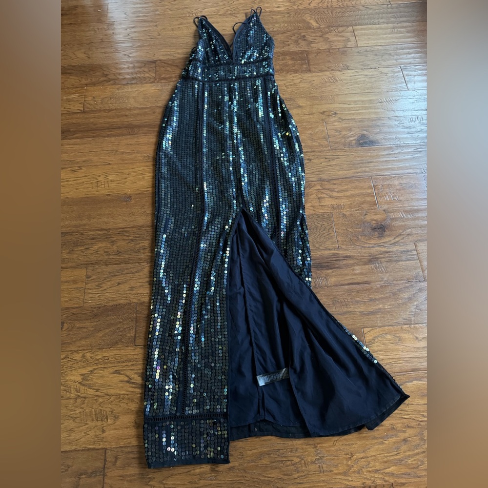 ASOS Navy Blue Sequin Prom Gown‎